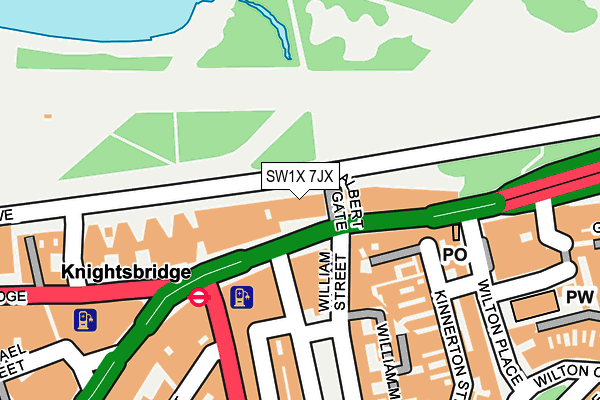 SW1X 7JX map - OS OpenMap – Local (Ordnance Survey) SW1X 7JX map - OS OpenMap – Local (Ordnance Survey)