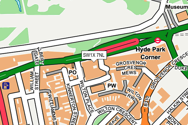 SW1X 7NL map - OS OpenMap – Local (Ordnance Survey) SW1X 7NL map - OS OpenMap – Local (Ordnance Survey)