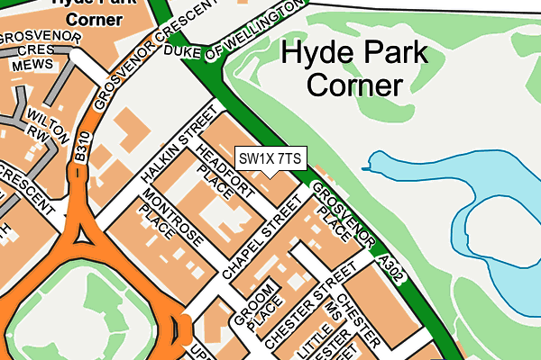 SW1X 7TS map - OS OpenMap – Local (Ordnance Survey)