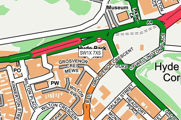 SW1X 7XS map - OS OpenMap – Local (Ordnance Survey) SW1X 7XS map - OS OpenMap – Local (Ordnance Survey)