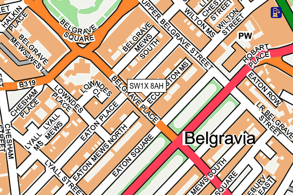 SW1X 8AH map - OS OpenMap – Local (Ordnance Survey) SW1X 8AH map - OS OpenMap – Local (Ordnance Survey)