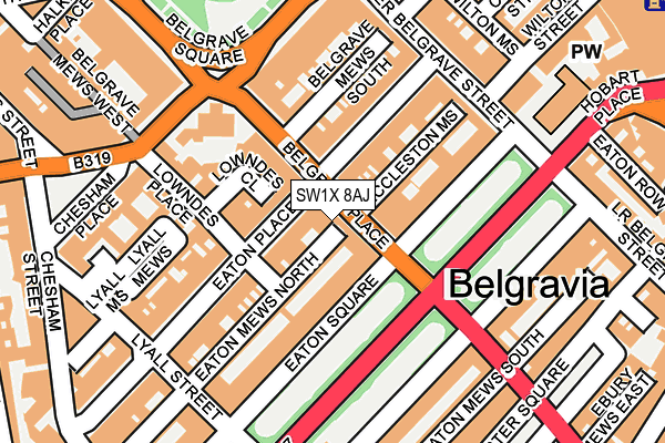 SW1X 8AJ map - OS OpenMap – Local (Ordnance Survey) SW1X 8AJ map - OS OpenMap – Local (Ordnance Survey)