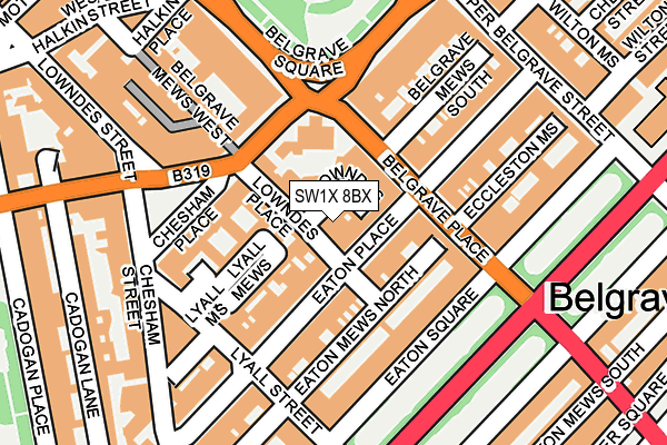 SW1X 8BX map - OS OpenMap – Local (Ordnance Survey) SW1X 8BX map - OS OpenMap – Local (Ordnance Survey)
