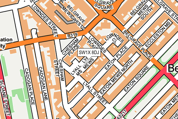 SW1X 8DJ map - OS OpenMap – Local (Ordnance Survey) SW1X 8DJ map - OS OpenMap – Local (Ordnance Survey)