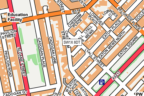SW1X 8DT map - OS OpenMap – Local (Ordnance Survey) SW1X 8DT map - OS OpenMap – Local (Ordnance Survey)