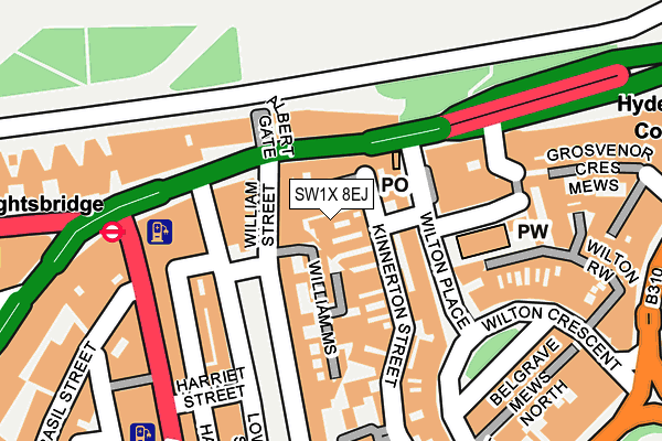 SW1X 8EJ map - OS OpenMap – Local (Ordnance Survey) SW1X 8EJ map - OS OpenMap – Local (Ordnance Survey)