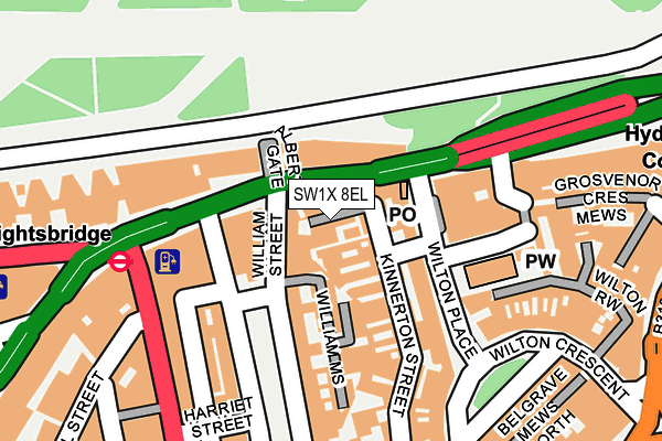 SW1X 8EL map - OS OpenMap – Local (Ordnance Survey)