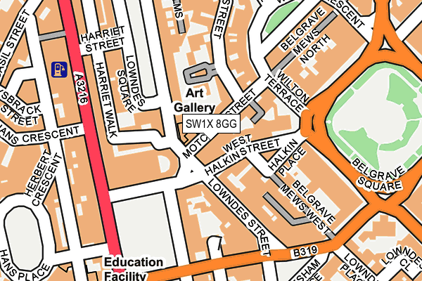 SW1X 8GG map - OS OpenMap – Local (Ordnance Survey) SW1X 8GG map - OS OpenMap – Local (Ordnance Survey)