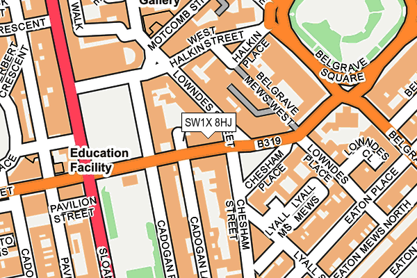 SW1X 8HJ map - OS OpenMap – Local (Ordnance Survey) SW1X 8HJ map - OS OpenMap – Local (Ordnance Survey)