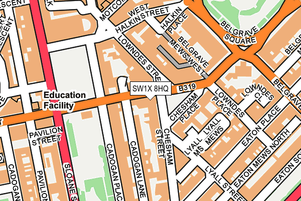 SW1X 8HQ map - OS OpenMap – Local (Ordnance Survey) SW1X 8HQ map - OS OpenMap – Local (Ordnance Survey)