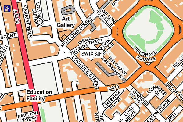 SW1X 8JF map - OS OpenMap – Local (Ordnance Survey) SW1X 8JF map - OS OpenMap – Local (Ordnance Survey)