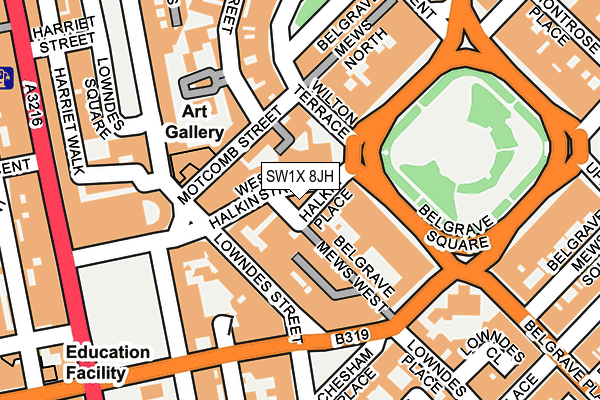 SW1X 8JH map - OS OpenMap – Local (Ordnance Survey) SW1X 8JH map - OS OpenMap – Local (Ordnance Survey)