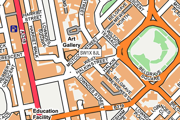 SW1X 8JL map - OS OpenMap – Local (Ordnance Survey) SW1X 8JL map - OS OpenMap – Local (Ordnance Survey)