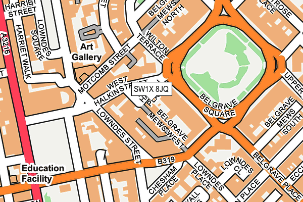 SW1X 8JQ map - OS OpenMap – Local (Ordnance Survey) SW1X 8JQ map - OS OpenMap – Local (Ordnance Survey)