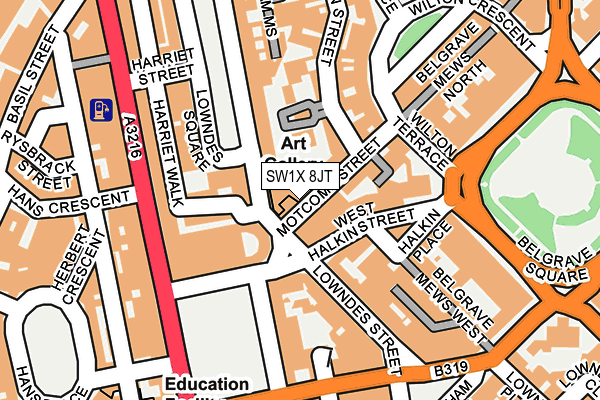 SW1X 8JT map - OS OpenMap – Local (Ordnance Survey) SW1X 8JT map - OS OpenMap – Local (Ordnance Survey)