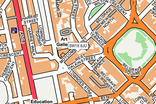 SW1X 8JU map - OS OpenMap – Local (Ordnance Survey) SW1X 8JU map - OS OpenMap – Local (Ordnance Survey)