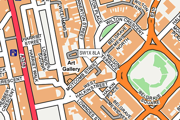 SW1X 8LA map - OS OpenMap – Local (Ordnance Survey) SW1X 8LA map - OS OpenMap – Local (Ordnance Survey)