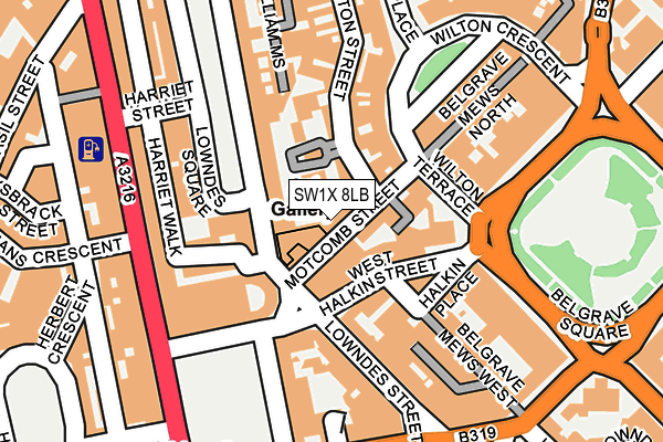 SW1X 8LB map - OS OpenMap – Local (Ordnance Survey) SW1X 8LB map - OS OpenMap – Local (Ordnance Survey)