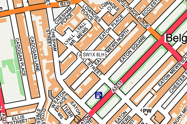 SW1X 8LH map - OS OpenMap – Local (Ordnance Survey) SW1X 8LH map - OS OpenMap – Local (Ordnance Survey)