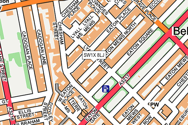 SW1X 8LJ map - OS OpenMap – Local (Ordnance Survey) SW1X 8LJ map - OS OpenMap – Local (Ordnance Survey)
