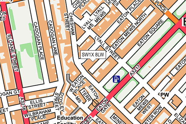 SW1X 8LW map - OS OpenMap – Local (Ordnance Survey) SW1X 8LW map - OS OpenMap – Local (Ordnance Survey)
