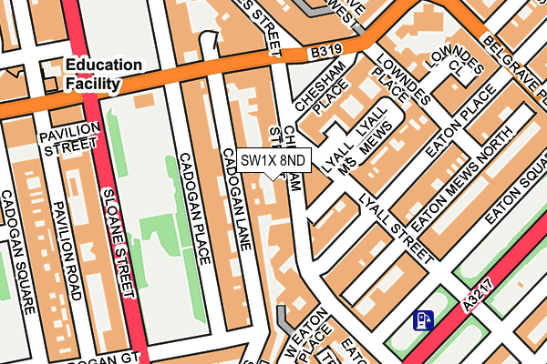 SW1X 8ND map - OS OpenMap – Local (Ordnance Survey) SW1X 8ND map - OS OpenMap – Local (Ordnance Survey)