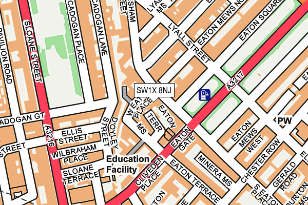 SW1X 8NJ map - OS OpenMap – Local (Ordnance Survey) SW1X 8NJ map - OS OpenMap – Local (Ordnance Survey)