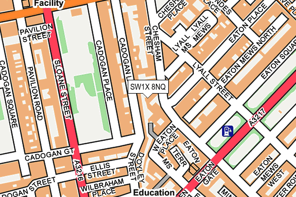 SW1X 8NQ map - OS OpenMap – Local (Ordnance Survey) SW1X 8NQ map - OS OpenMap – Local (Ordnance Survey)