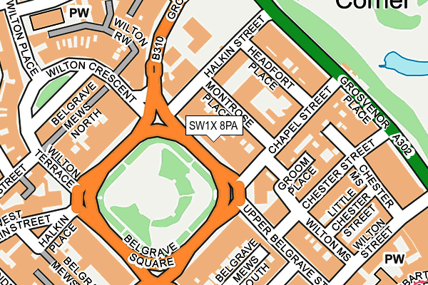 SW1X 8PA map - OS OpenMap – Local (Ordnance Survey) SW1X 8PA map - OS OpenMap – Local (Ordnance Survey)