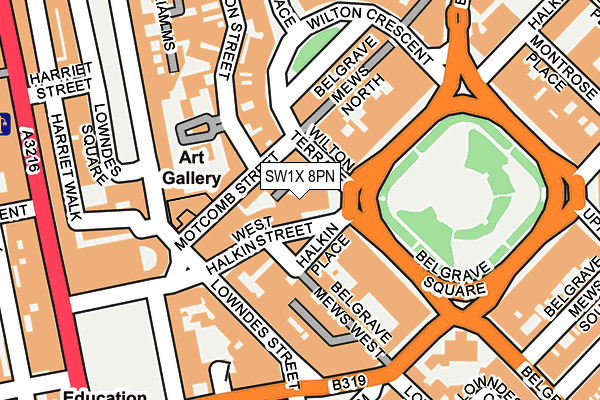 SW1X 8PN map - OS OpenMap – Local (Ordnance Survey) SW1X 8PN map - OS OpenMap – Local (Ordnance Survey)