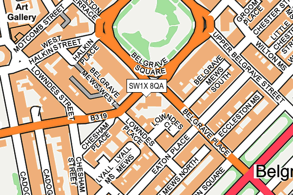 SW1X 8QA map - OS OpenMap – Local (Ordnance Survey) SW1X 8QA map - OS OpenMap – Local (Ordnance Survey)