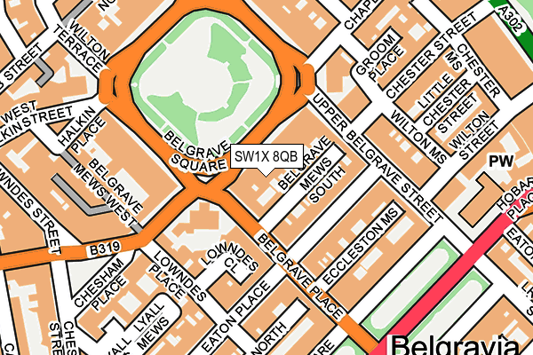 SW1X 8QB map - OS OpenMap – Local (Ordnance Survey) SW1X 8QB map - OS OpenMap – Local (Ordnance Survey)