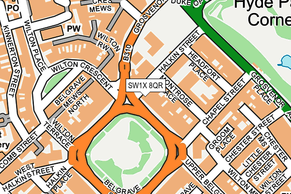 SW1X 8QR map - OS OpenMap – Local (Ordnance Survey) SW1X 8QR map - OS OpenMap – Local (Ordnance Survey)
