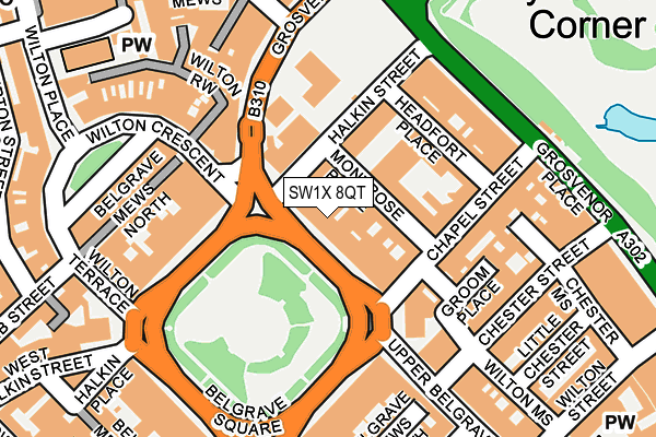 SW1X 8QT map - OS OpenMap – Local (Ordnance Survey) SW1X 8QT map - OS OpenMap – Local (Ordnance Survey)