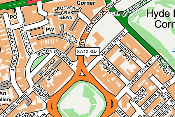 SW1X 8QZ map - OS OpenMap – Local (Ordnance Survey) SW1X 8QZ map - OS OpenMap – Local (Ordnance Survey)