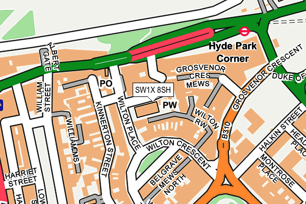 SW1X 8SH map - OS OpenMap – Local (Ordnance Survey) SW1X 8SH map - OS OpenMap – Local (Ordnance Survey)