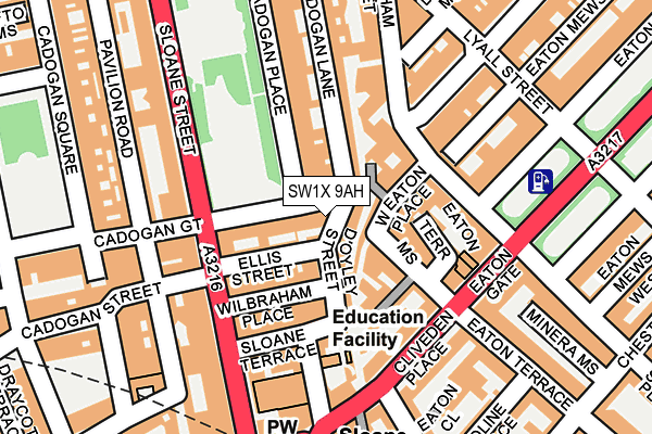 SW1X 9AH map - OS OpenMap – Local (Ordnance Survey) SW1X 9AH map - OS OpenMap – Local (Ordnance Survey)