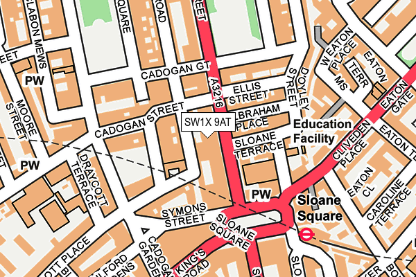 SW1X 9AT map - OS OpenMap – Local (Ordnance Survey) SW1X 9AT map - OS OpenMap – Local (Ordnance Survey)