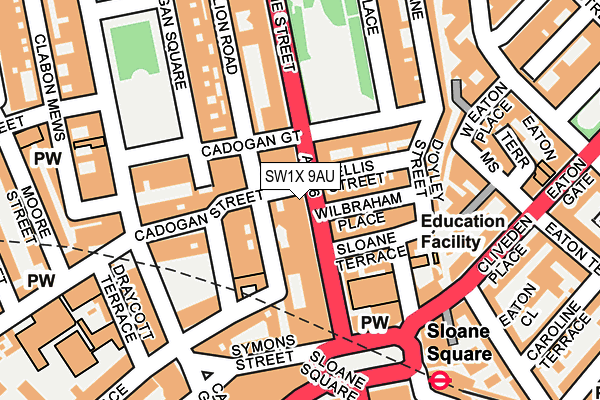 SW1X 9AU map - OS OpenMap – Local (Ordnance Survey) SW1X 9AU map - OS OpenMap – Local (Ordnance Survey)