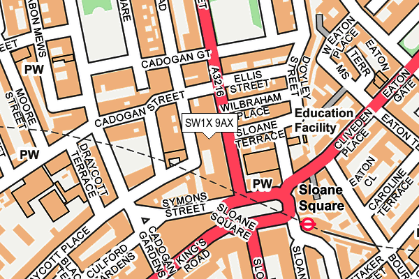 SW1X 9AX map - OS OpenMap – Local (Ordnance Survey) SW1X 9AX map - OS OpenMap – Local (Ordnance Survey)