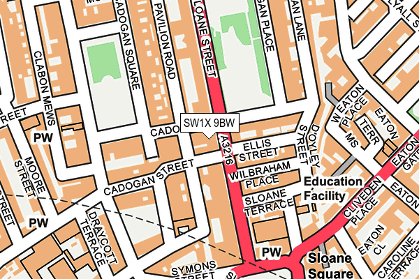 SW1X 9BW map - OS OpenMap – Local (Ordnance Survey) SW1X 9BW map - OS OpenMap – Local (Ordnance Survey)