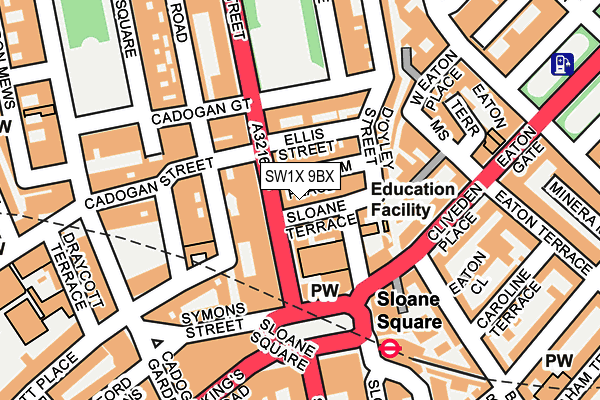 SW1X 9BX map - OS OpenMap – Local (Ordnance Survey)