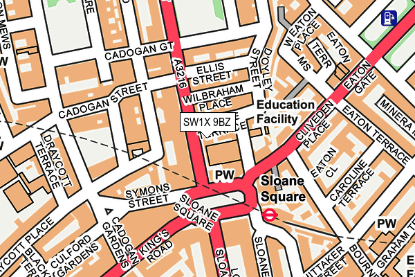 SW1X 9BZ map - OS OpenMap – Local (Ordnance Survey) SW1X 9BZ map - OS OpenMap – Local (Ordnance Survey)