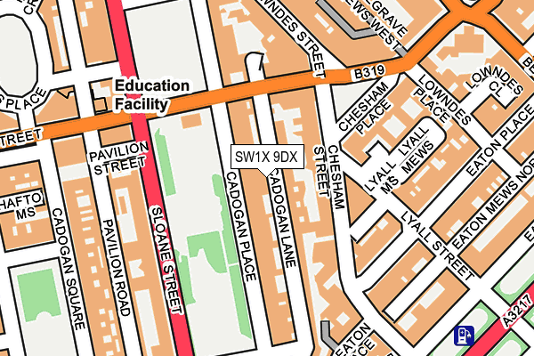 SW1X 9DX map - OS OpenMap – Local (Ordnance Survey)