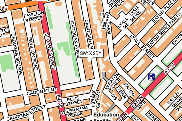SW1X 9DY map - OS OpenMap – Local (Ordnance Survey) SW1X 9DY map - OS OpenMap – Local (Ordnance Survey)