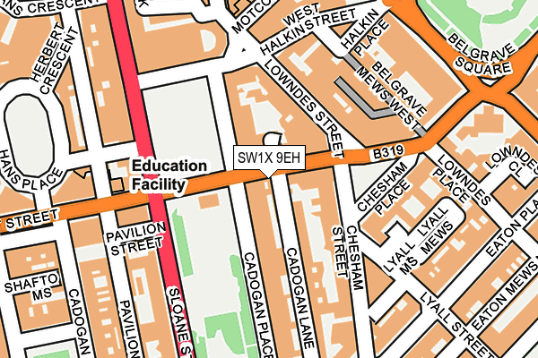 SW1X 9EH map - OS OpenMap – Local (Ordnance Survey) SW1X 9EH map - OS OpenMap – Local (Ordnance Survey)