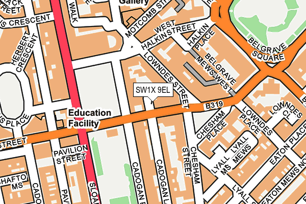 SW1X 9EL map - OS OpenMap – Local (Ordnance Survey) SW1X 9EL map - OS OpenMap – Local (Ordnance Survey)