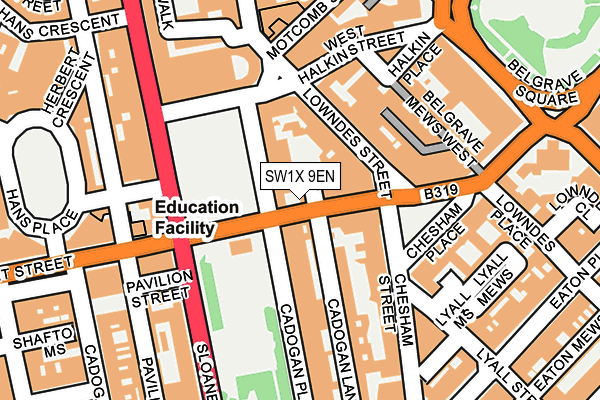 SW1X 9EN map - OS OpenMap – Local (Ordnance Survey) SW1X 9EN map - OS OpenMap – Local (Ordnance Survey)