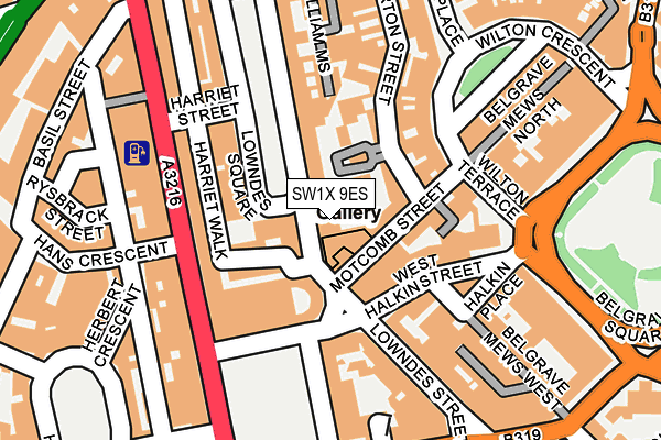 SW1X 9ES map - OS OpenMap – Local (Ordnance Survey) SW1X 9ES map - OS OpenMap – Local (Ordnance Survey)