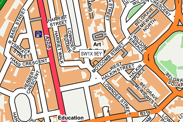 SW1X 9EY map - OS OpenMap – Local (Ordnance Survey) SW1X 9EY map - OS OpenMap – Local (Ordnance Survey)